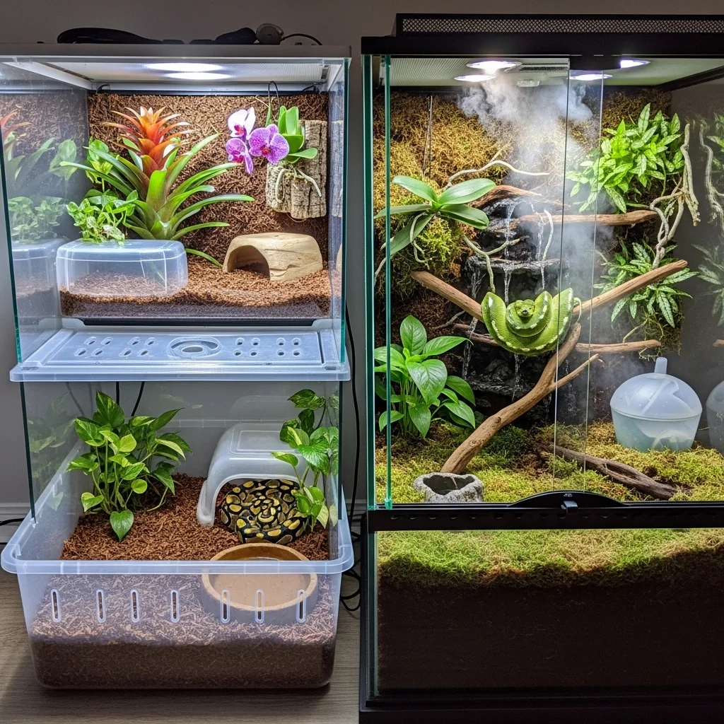 사육장 선택의 갈림길: 적재형 vs 유리장