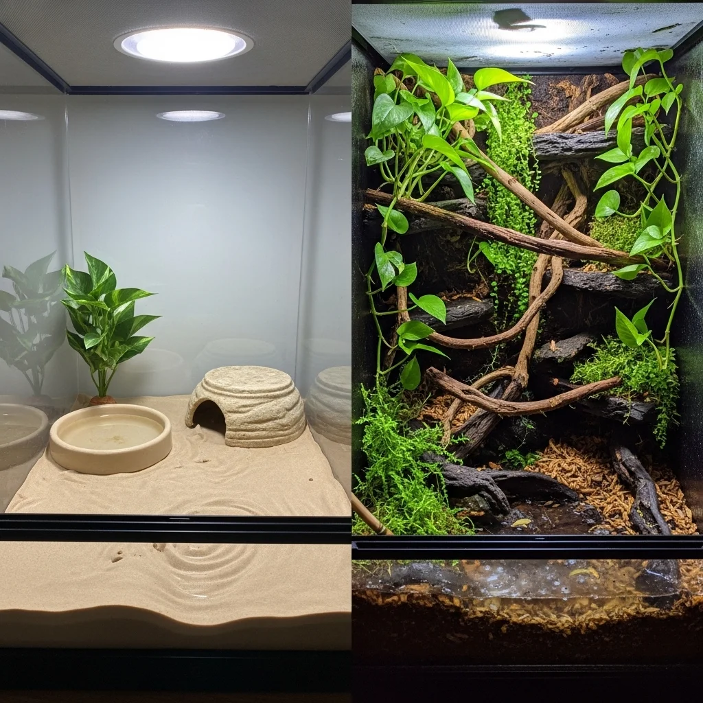 사육장 스타일 비교: 자연주의 vs 심플 세팅