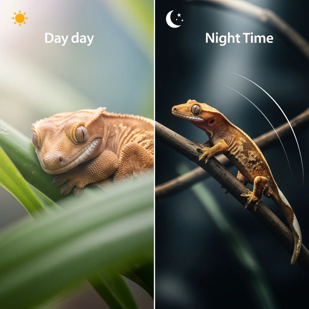 크레스티드게코 활동 패턴 한눈에 보기