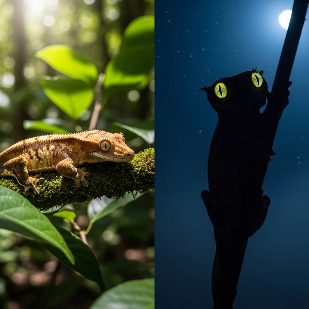 빛의 종류에 따른 크레스티드게코의 반응 비교