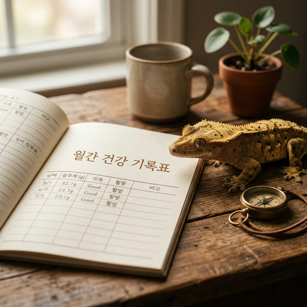 크레스티드게코 월간 건강 기록표 필수 항목 5가지 사육 가이드