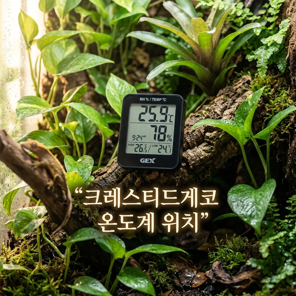 크레스티드게코 온도계 습도계 위치, 어디에 달아야 정확할까?