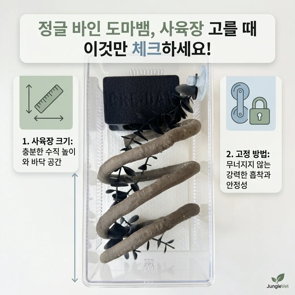 도마뱀 정글 바인 고를 때 사육장 크기와 고정 방식 체크 포인트