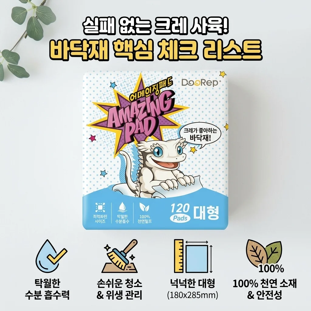 두렙패드 대형, 크레 도마뱀 사육장 바닥재 고민될 때 확인 기준