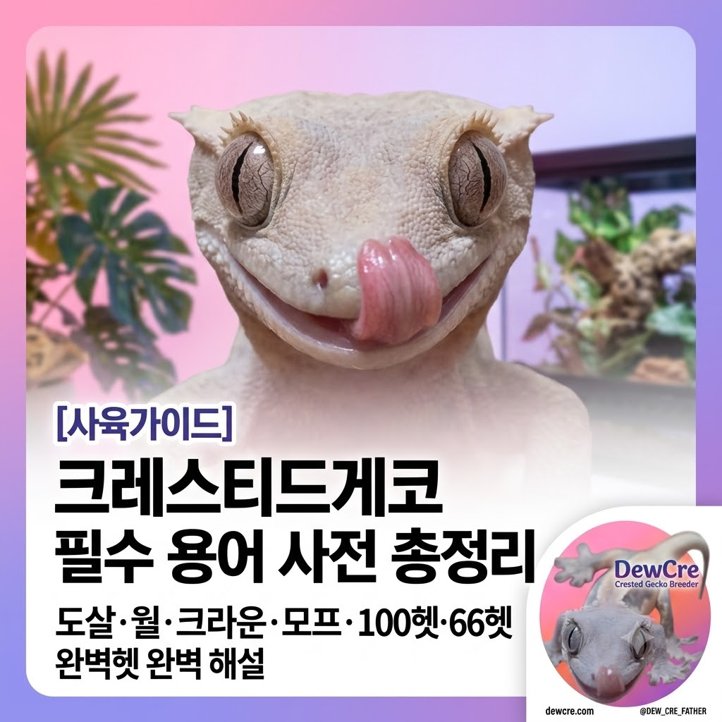 [사육가이드] 크레스티드게코 필수 용어 사전 총정리 | 도살·월·크라운·모프·100헷·66헷 완벽 해설